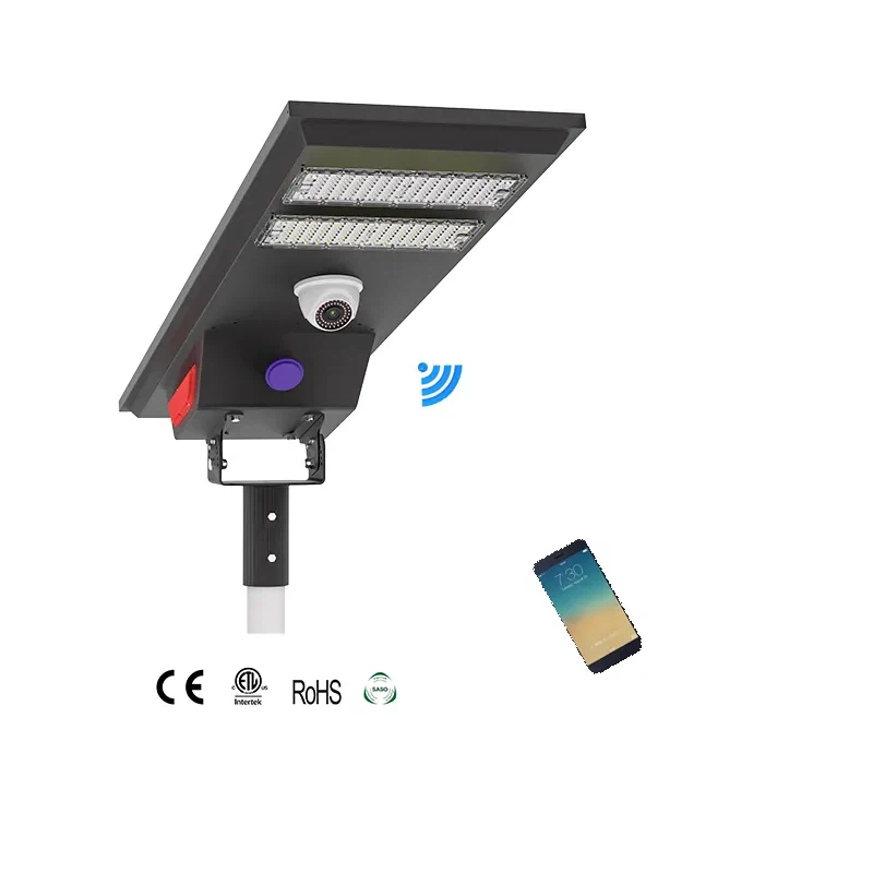 Ss06 solè lari limyè lifepo4 batri ak kamera CCTV